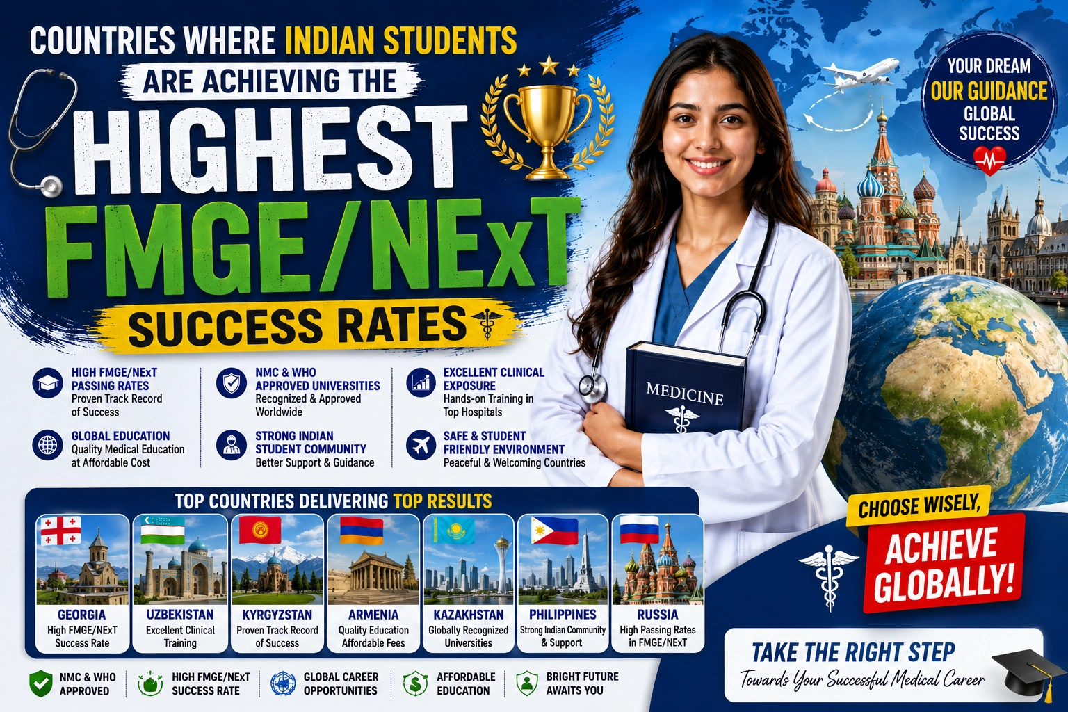 Countries Where Indian Students Are Achieving The Highest FMGE/NExT Success Rates